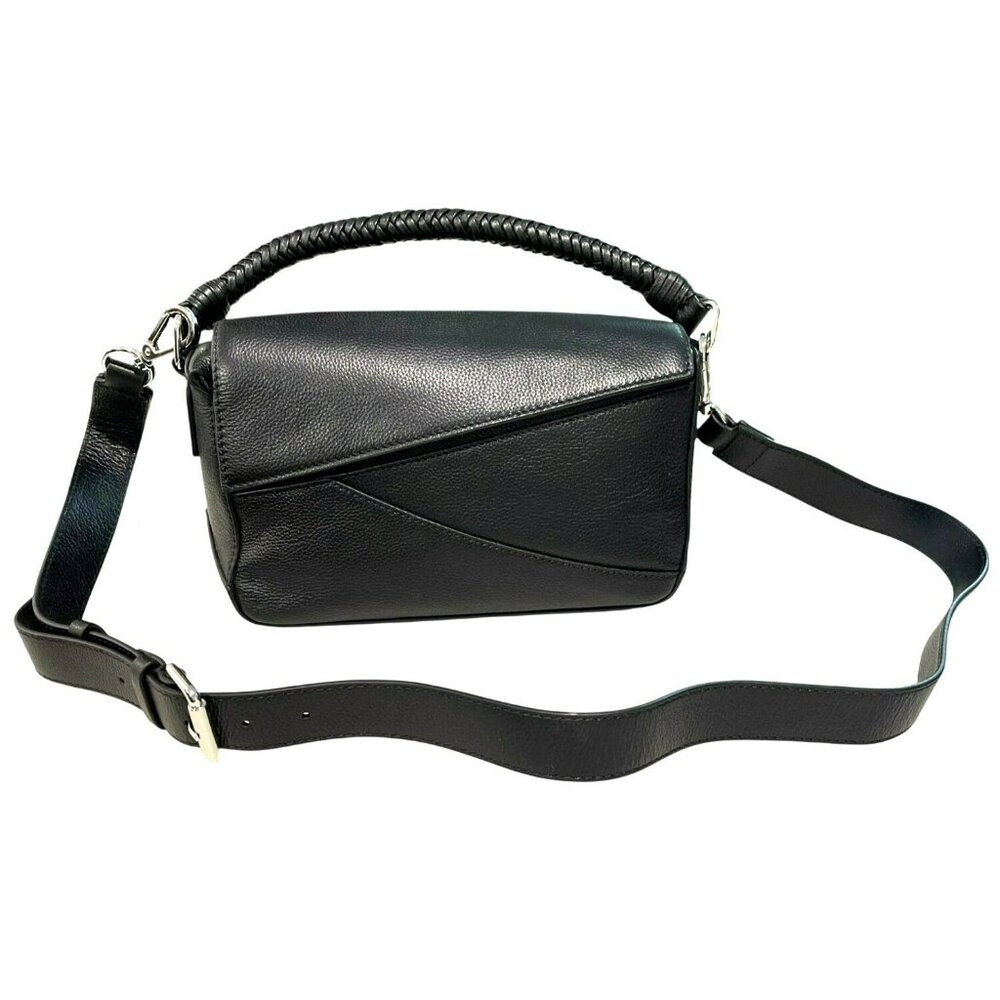 Walter Baker Black Leather Crossbody Bag with Braided Handle